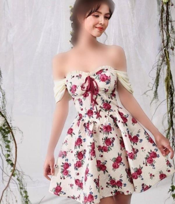 تونیک دکلته گلدارجلوبندی
