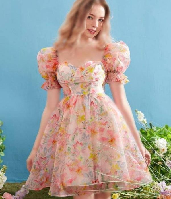 تونیک حریرعروسکی گلداروارداتی