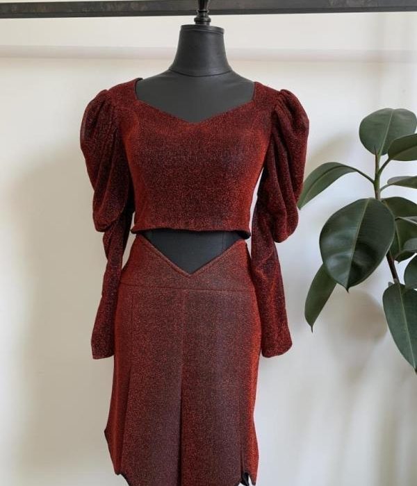 ست کراپ ودامن سرشونه کینگ پشت زیپ