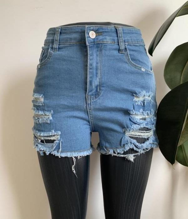 شورتک جین کاغذی جلوزاپدار