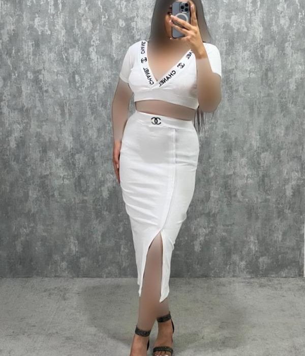 ست کراپ و دامن گلدوزی چنل