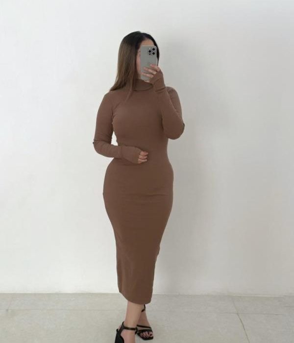 ماکسی استین.ب یقه اسکی ساده.ف