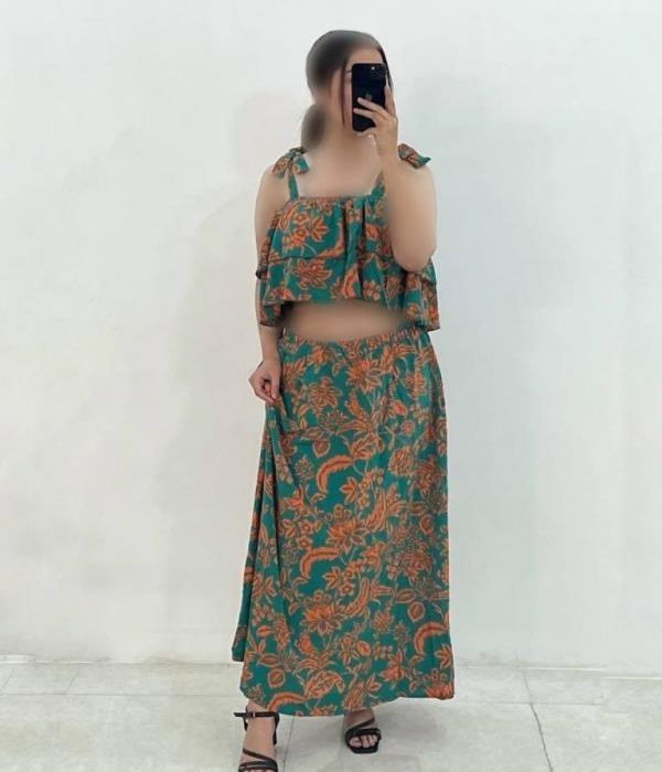 ست کراپ ودامن بوگاتی دکلته چین دار