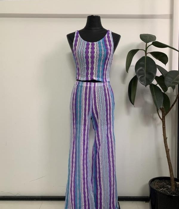 ست کراپ وشلوارطرح بافت