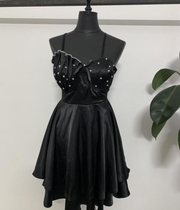 تونیک مجلسی ساتن پشت بندی جلو مرواریدی