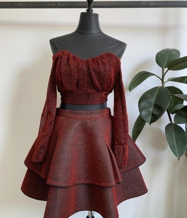 ست کراپ و دامن دلبربندپاپیونی