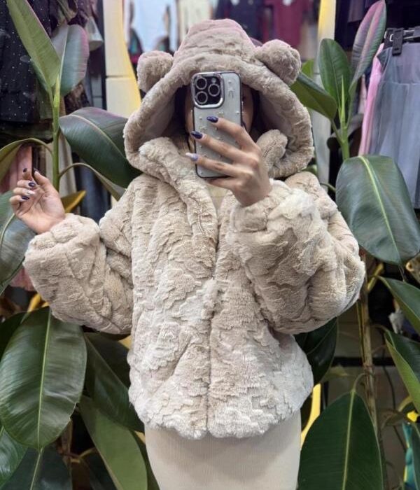 کاپشن خز کلاهدار