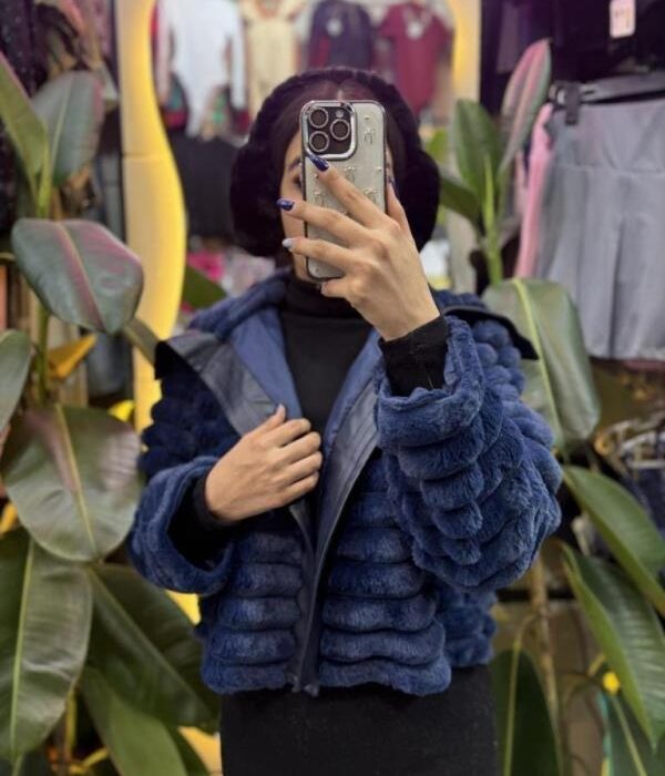 کت خز کوتاه طبقه ای ترکیب چرم