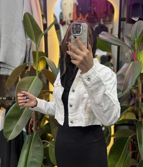 کت جین مشکی و سفید قد 45