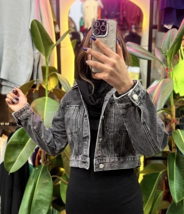 کراپ کت جین زغالی