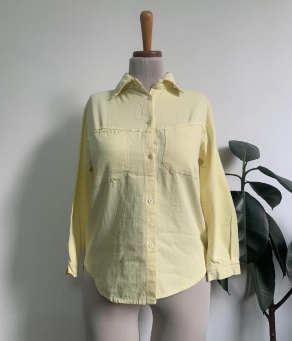 شومیز کتان جلو جیب شاهین فر