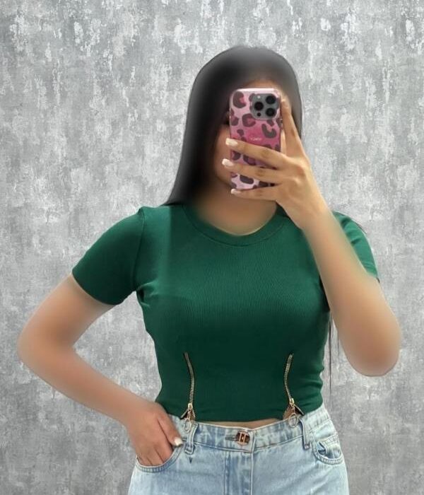 کراپ یقه گرد پایین 2زیپ