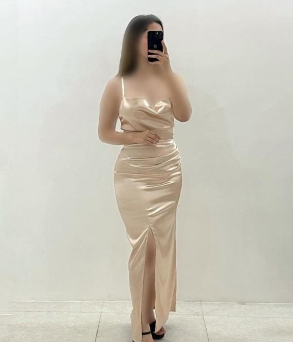 ماکسی ساتن یقه شل پشت بندی مجلسی