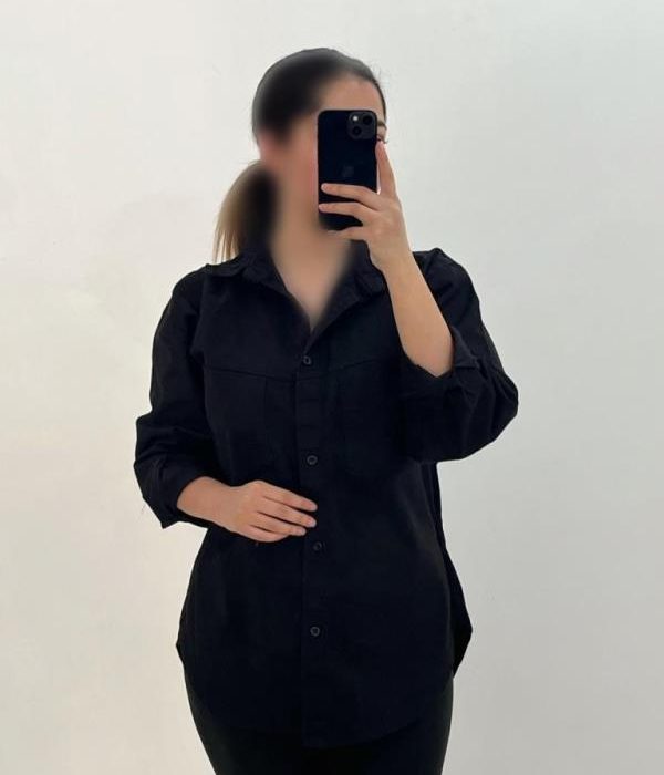 شومیز کتان جلو جیب شاهین فر