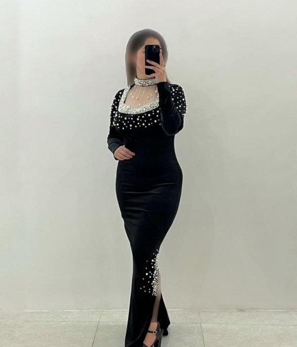 ماکسی مخمل یقه بازمرواریددوزی