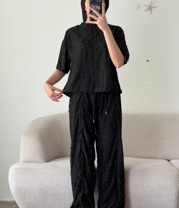 ست بلوزوشلوارنگینی زاپدار