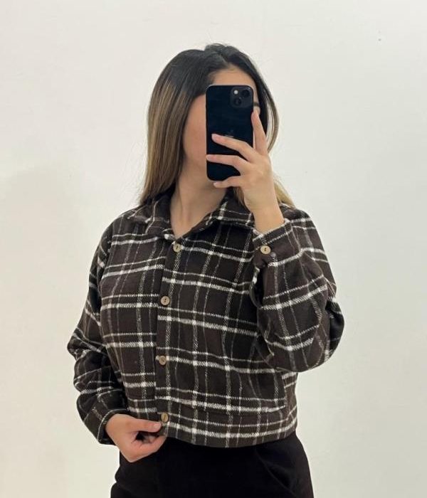 شومیز کراپی چهارخانه پشمی