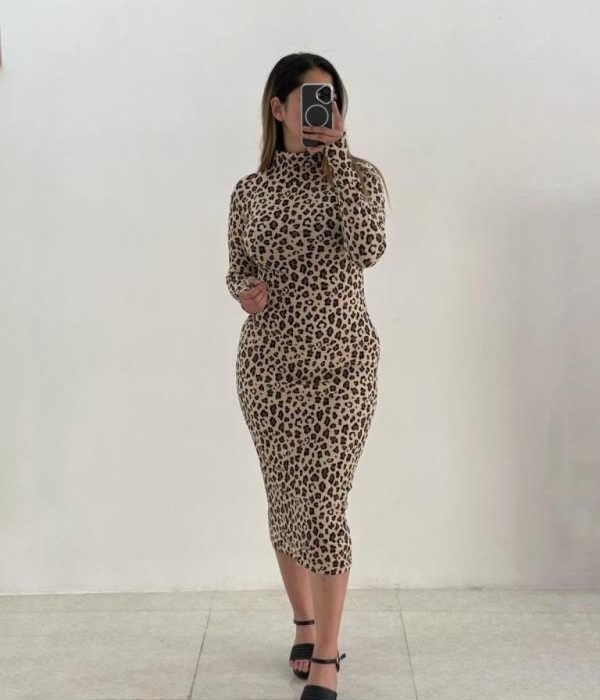 ماکسی یقه اسکی پلنگی