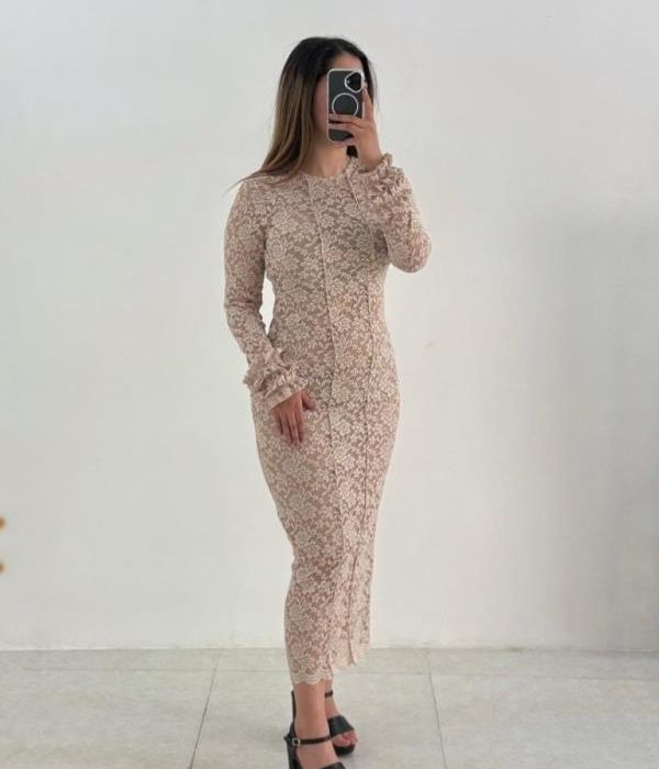 ماکسی تمام گیپوردامن چرمی