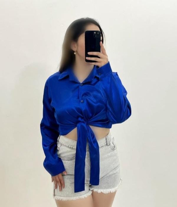 شومیزگره ای ساتن الیکس پشت کش