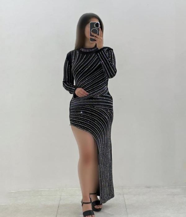 ماکسی مخمل تمام نگین بغل چاک