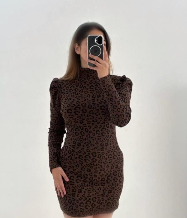 تونیک پلنگی یقه اسکی چیندار