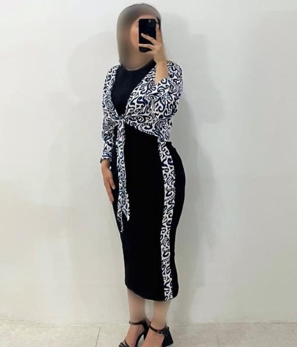 ماکسی آستین حلقه بارویه طرحدارگره ای