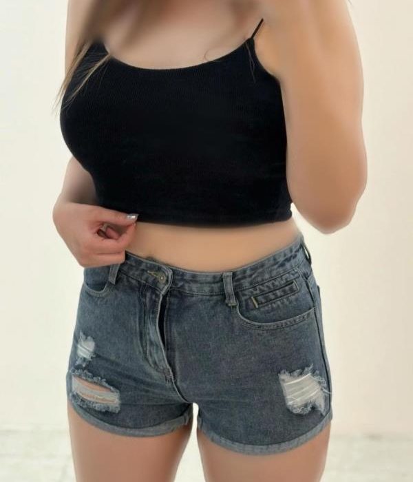 شورتک جین پاکتی زاپدار